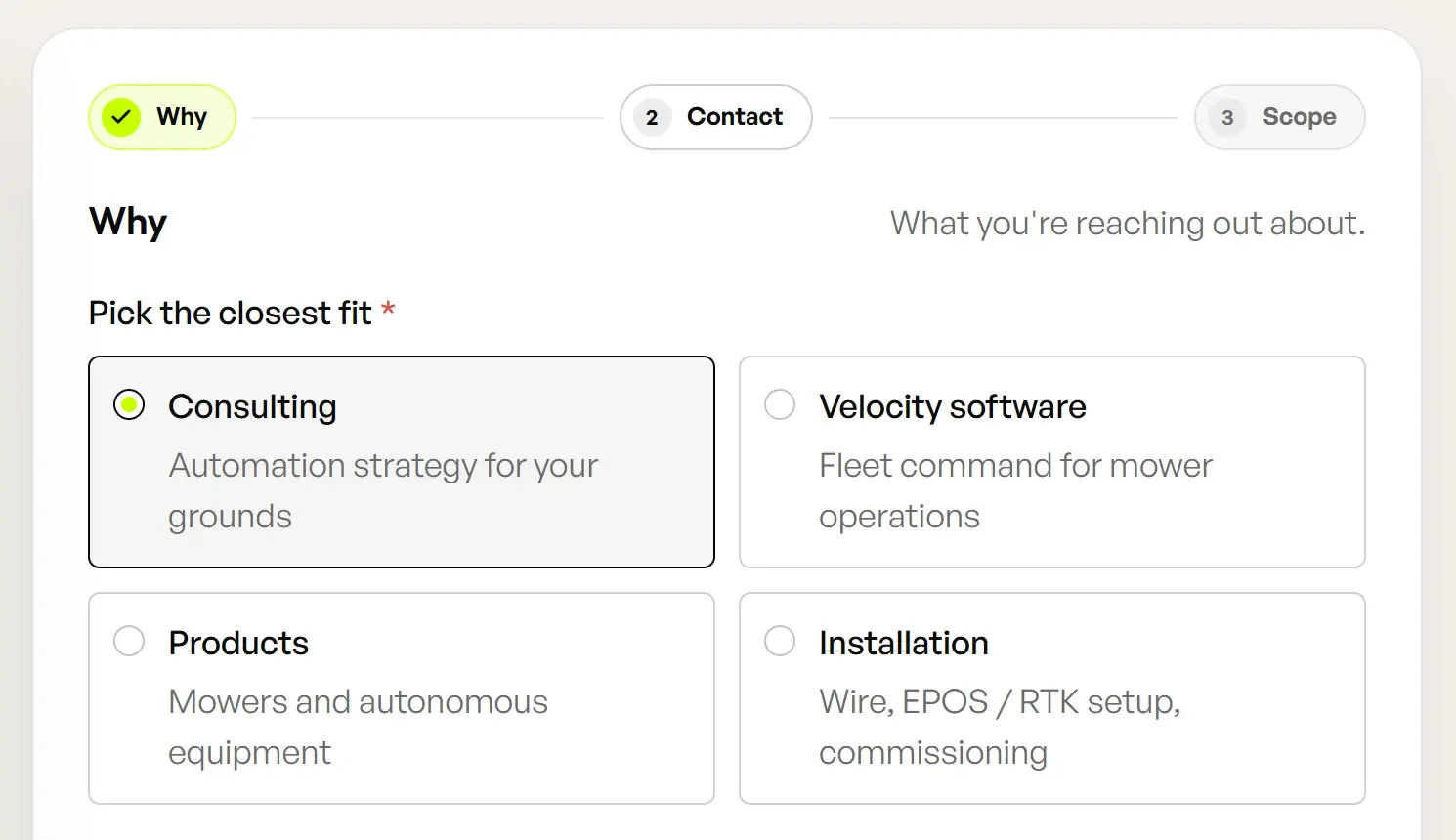 TerraSync's Plan a Project form with Consulting selected