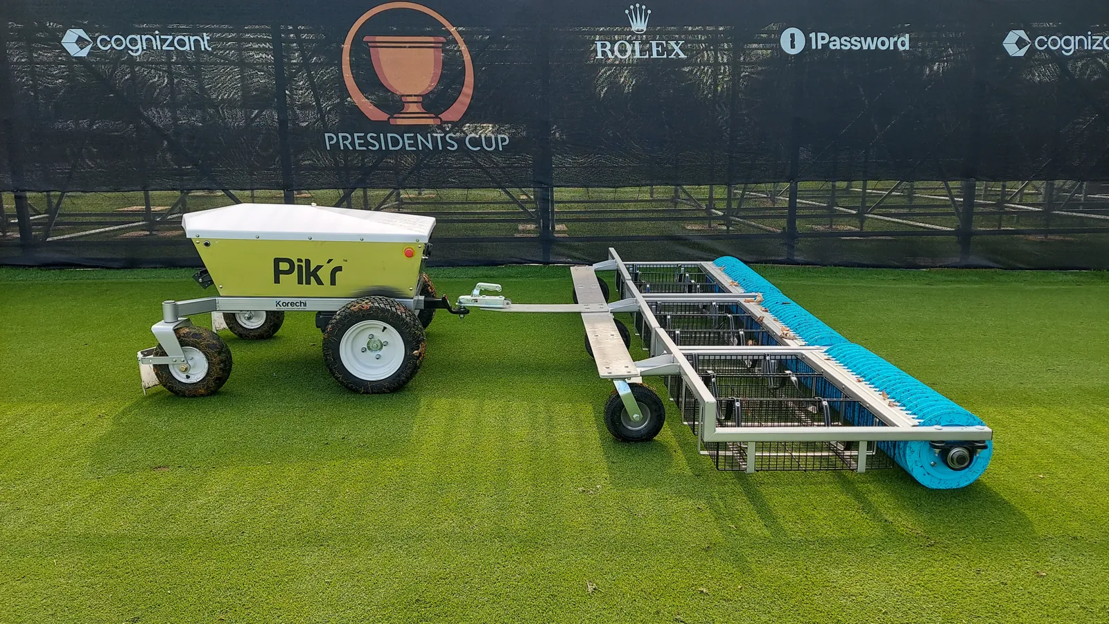 A Korechi Pik'r-X working a tournament practice range at the 2024 Presidents Cup.